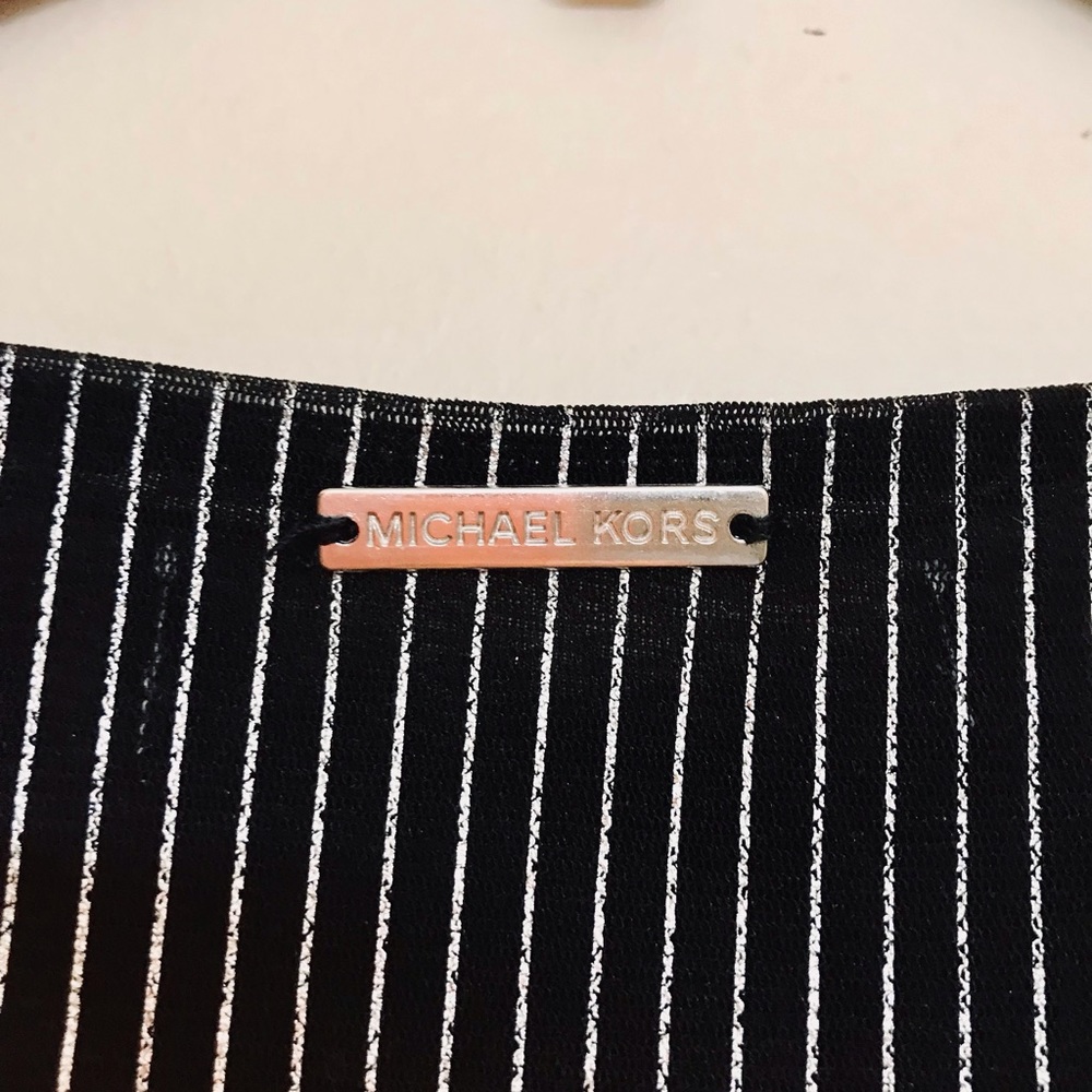 NWOT Michael Kors Black & Silver Stripe Dress - Picture 4 of 4